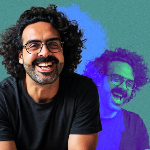 Different headshots of Poyan Karbor using RGB channels